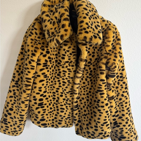 Topshop Leopard Print Teddy Jacket - Yellow and Black - Picture 3 of 3